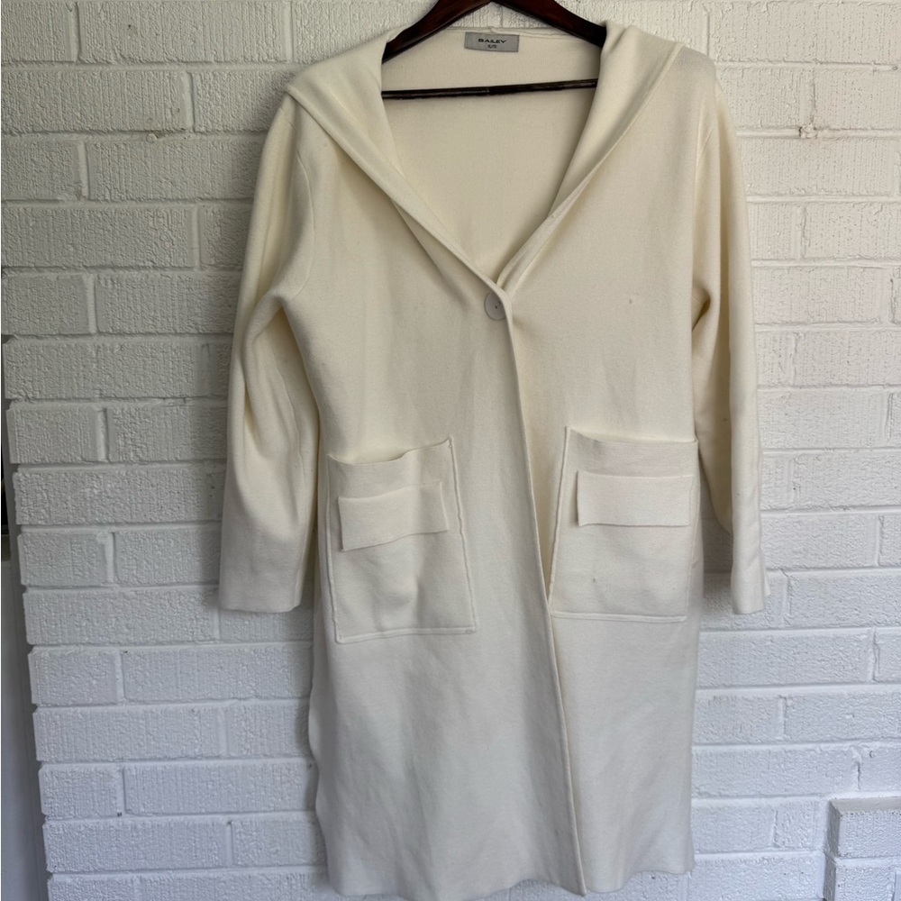 Cream Hooded Knit Cardigan Sweater